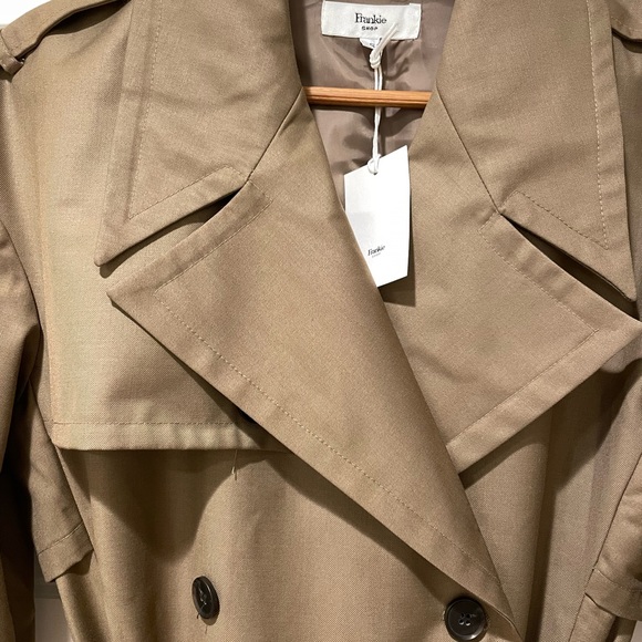 The Frankie Shop padded shoulder trench Jumpsuit in Khaki Brown size-Small - Picture 4 of 7